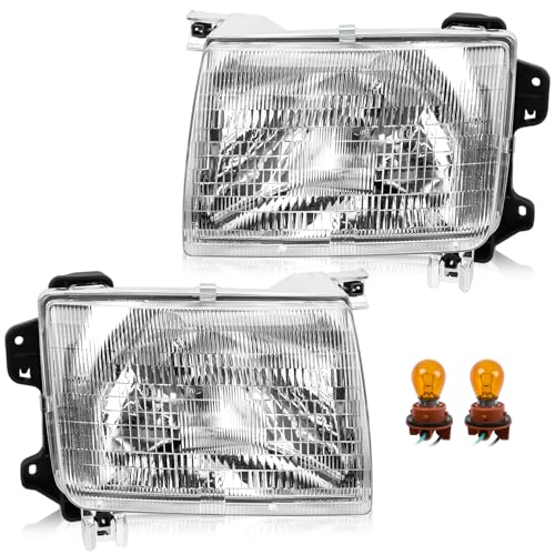 Headlight Assembly Compatible with Nissan Xterra 2000-2001, OE-Style Halogen Headlamp Replacements for 26060-3S525 26010-3S525 NI2502121 NI2503121, Driver and Passenger Side 2Pcs without Bulbs