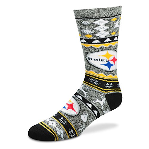 For Bare Feet Ugly Christmas Holiday Sock - Pittsburgh Steelers (Large)