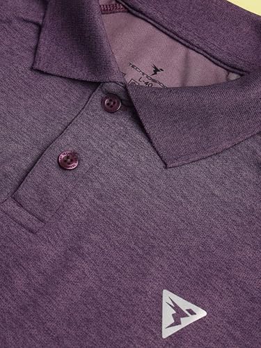 Image of TECHNOSPORT Men's 100% Polyester Slim Fit Self-Design Half Sleeve Polo T-Shirt with Double Cool, SPF50+ Properties for Gym, Workout 7 Regular Use