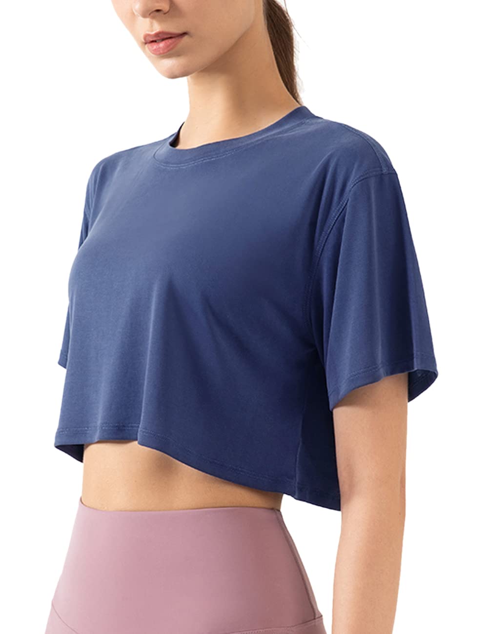 Hanyomo Donna Fitness Allenamento Top Corto Manica Corta Yoga Magliette Atletico Running Magliette Sportive