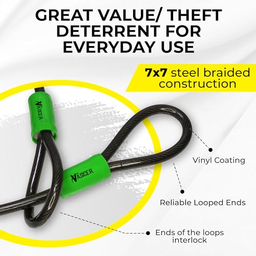 Vascer Bike Cable Lock - 15ft Security Cord with Loops - Image 6