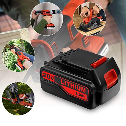 6.0Ah 20 Volt LB2X4020 Replacement Battery Compatible with Black and Decker 20V Lithium Battery LBXR20 LB20 LBX20 LBXR2020-OPE LBXR20B-2 LST220