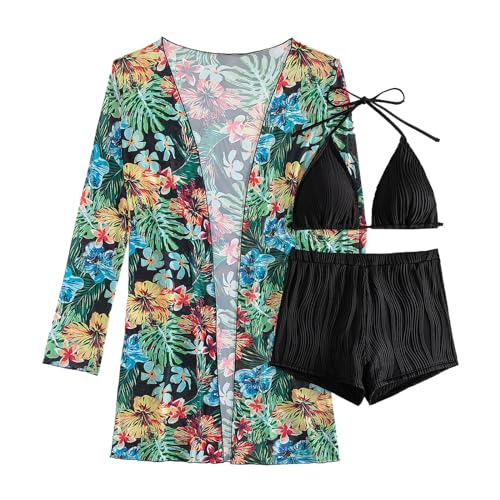Ensemble de maillots de bain 3 pièces femme avec manches longues de plage boho M