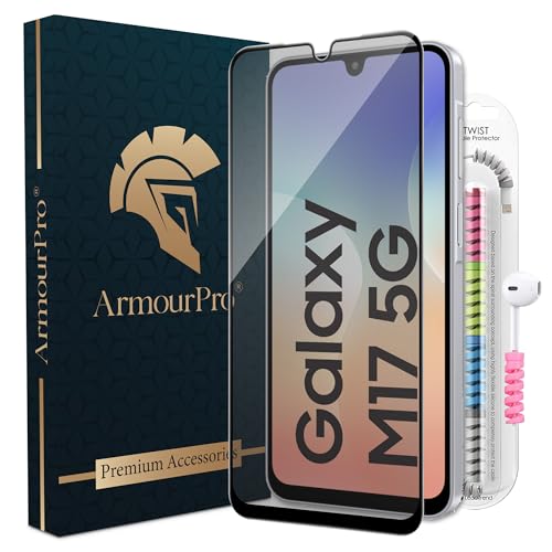 Image of ArmourPro Anti Glare Matte Tempered Glass for Samsung Galaxy M17, A17, F17, F36 and Galaxy M36, Anti Fingerprint Screen Protector, 9H Scratch Resistant, Smooth Touch, Easy Installation Kit with Cable Protector