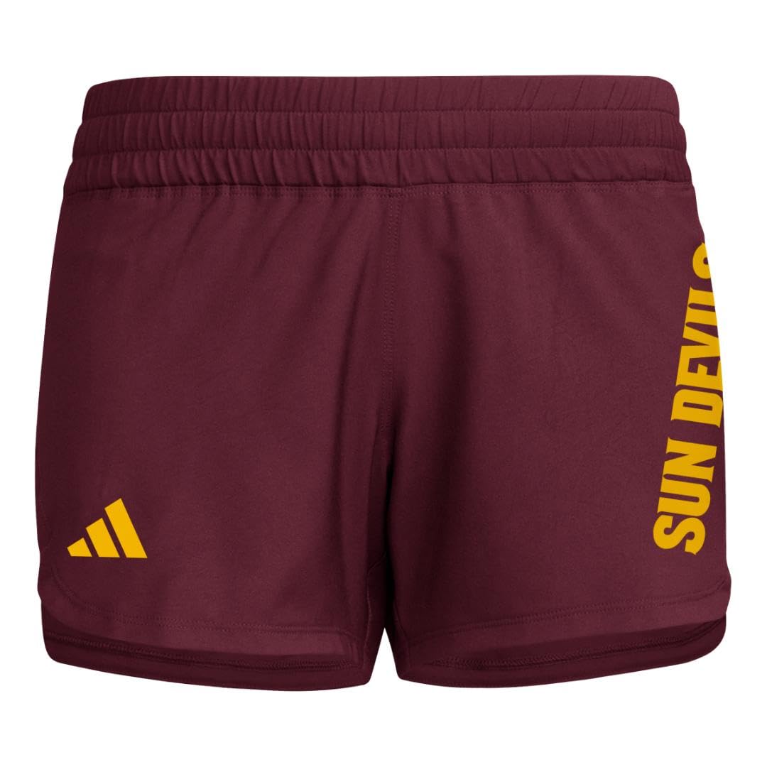 adidas Women's NCAA Designed for Training Logo Woven Shorts, Team Maroon/Team Collegiate Gold/Arizona State University