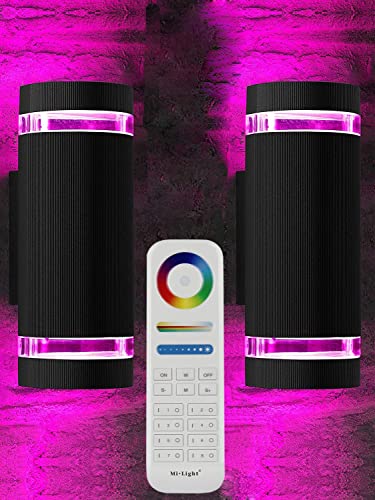 Rosykite Remote Control Rgb Color Changing Wall Lighting Up And Down Outdoor Wall Lights, White Temperature 2700K- 6500K Exterior Lights Fixtures Wall Mount - Etl Listed (3 Pack) #TOP2