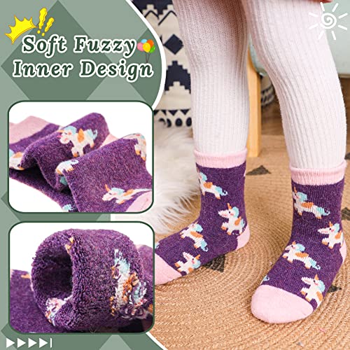 DoSmart Children's Winter Warm Wool Solid Color Socks Kids Boy Girls Hiking Thermal Boot Crew Socks 6 Pairs3