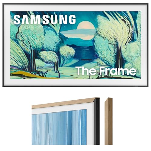 Samsung QN65LS03FADXZA 65 Inch The Frame QLED 4K Art Mode Vision AI Smart TV with a VG-SCFH65TKBZA 65" The Frame Customizable Bezel - Modern Teak (2025)