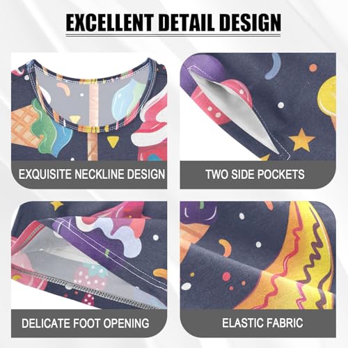 ALAZA Colorful Ice Cream Star Pajamas Short Sleeve 2 Piece Sleepwear Top and Bottom Pajama Set Unisex4