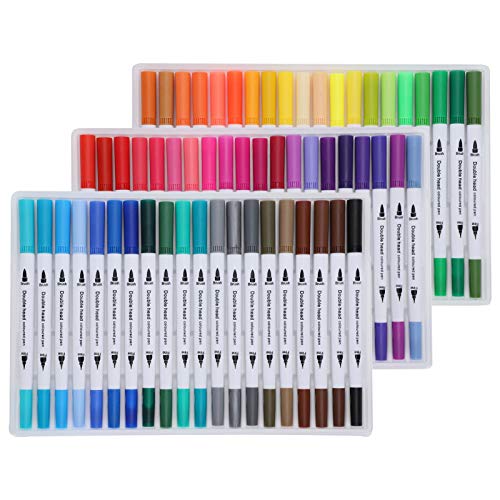 Cryfokt Pennarelli per Pittura Ad Acquerello Pennello Doppio Punta Morbida FineLiner per Libri D'arte Professionali e Libri da Colorare per Adulti 60 80 100 Colori (Colori STBG-60)