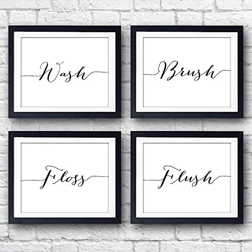 Bathroom Decor Art Prints (Set of 4) - Unframed - 8x10s | Bathroom Décor | Bathroom Décor Wall Art | Room Décor Aesthetic