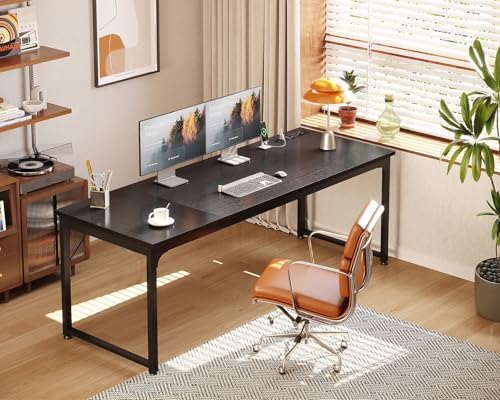 Image of Coleshome 71 Inch Computer Desk with USB Ports, Large Office Desk, Long Study Student Writing Desk, Black