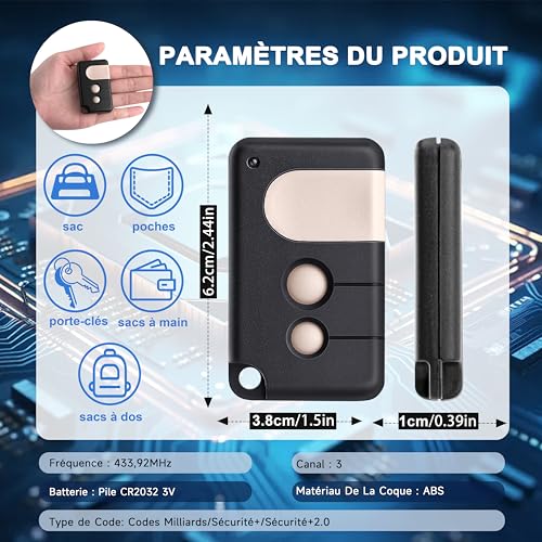 Mando de garaje 84335EML compatible con Chamberlain, LiftMaster y MotorLift (Pack de 2) 6