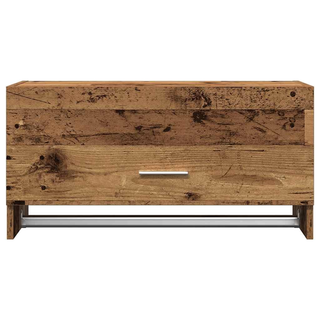 Gecheer Armadio Legno Vecchio, Organizer per Abbigliamento con Asta Appendiabiti 70x32,5x35 cm in Truciolato e Metallo, Armadio da Camera da Letto per Uomo e Donna