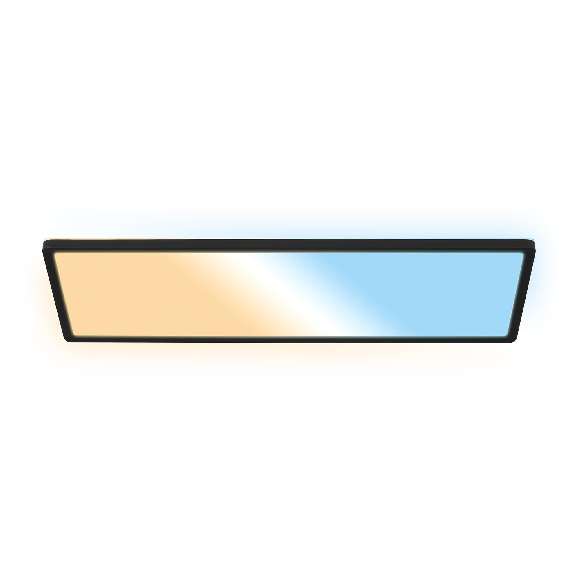 B.K.Licht - Plafonnier LED plat avec télécommande, CCT réglable de chaud à lumière du jour, intensité réglable, IP44, plafonnier salle de bain, lustre cuisine, lustre salon, 58x20x3 cm, noir