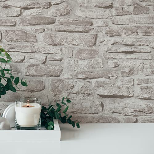 A.S. Création Greige 388153 Papier peint intissé Motif briques et pierres Gris 10,05 x 0,53 m