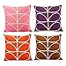 Lieson Juego de 4 fundas de almohada decorativas, 45 x 45 cm, juego de fundas de cojín de 45 x 45 cm, diseño de hojas simples, fundas de almohada decorativas, color naranja, morado, marrón, lino