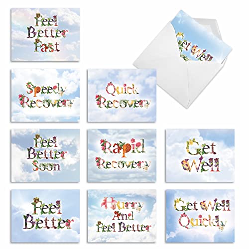 Carte de voeux Get Well chaleureuse et drôle, lot de 10 cartes assorties M2359GWG pour sourire