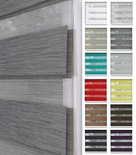 Home-Vision® DuoRollo Klemmfix, Doppelrollo ohne Bohren mit Klämmträgern, DuoRollos für Fenster und Türen (Grau-Melange, B115cm x H220cm)