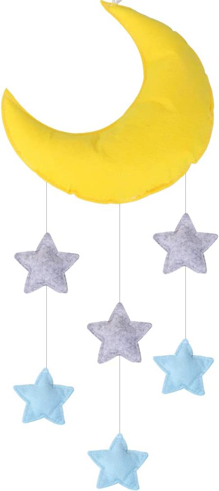 Vesil Baby Mobile for Crib Moon and Stars Baby Nursery Ceiling Crib Mobile Kids Room Hanging Decor