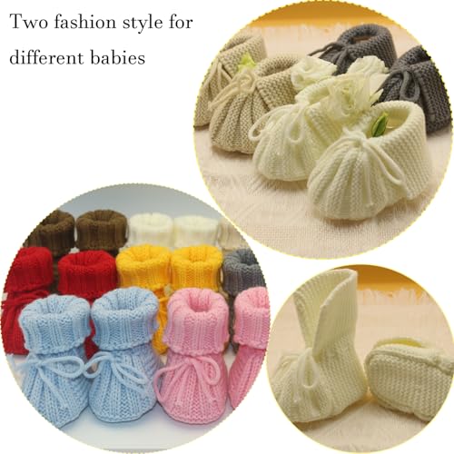 Baby Booties Newborn Soft Knit Sock Shoes for 0-6 Months Infant Girl Boy First Walking 3 Pack4