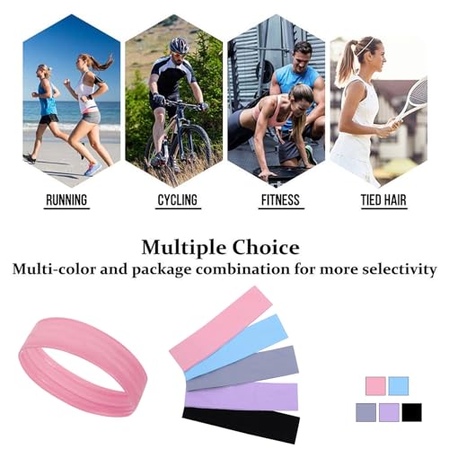 Image of Workout Headbands Non Slip Headband Sport Headbands Sweatbands Elastic Sport Hair Bands for Sports Travel Indoor Fitness Gym