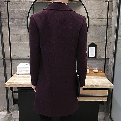Ymosrh Men's Winter Coat Long Trench Notched Lapel Single Breasted Pea Coat Mens, M-5XL4
