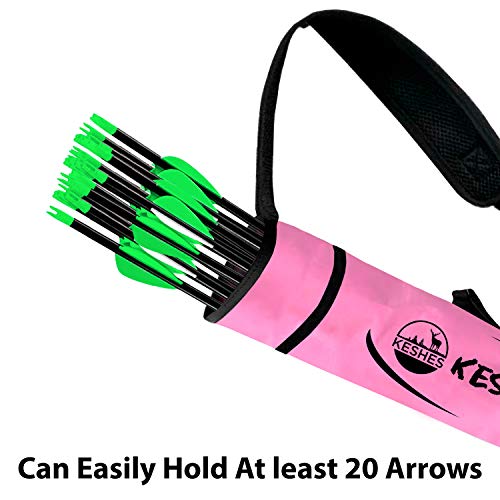Keshes Archery Back Arrow Quiver Holder - Adjustable Quivers For Arrows, For Bow Hunting And Target Practicing; Youth And Adults (Pink) #TOP1