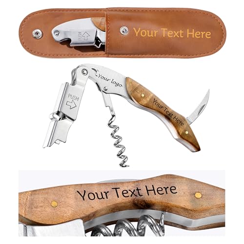 Fanery Sue Cavatappi da Sommelier Inciso e Personalizzato - Apri bottiglie da vino Professionale 3 in 1 in Acciaio Inox con Tagliafogli e Apri