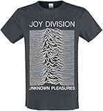 Tela suave de melocotón. Amplified Joy Division-Unknown Pleasures Camiseta, Gris (Charcoal CC), M para Hombre