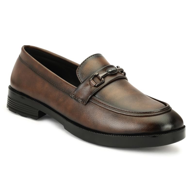 Image of Men's Chain Buckle Loafers || Premium Smooth Faux Leather Slip On || Formal Office & Casual Wear Shoes