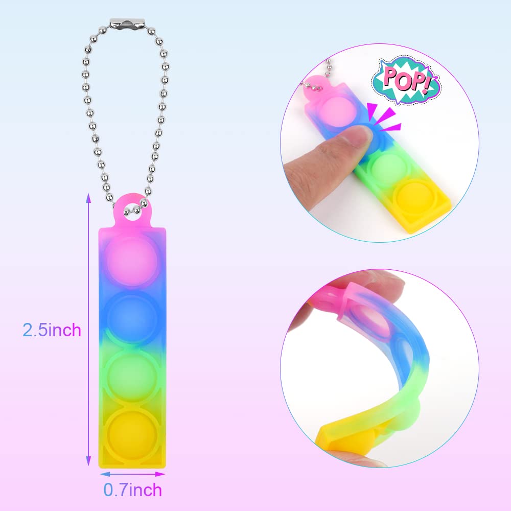 Ainiv 36PC Mini Pop Push It Fidget Toy Portachiavi,Colorato Silicone Spremere Pop Bubble Giocattoli Sensoriali Bulk,Poppet Bubble Giocattoli Antistress per Autismo Sollievo dallo Stress,Bambini Adulti
