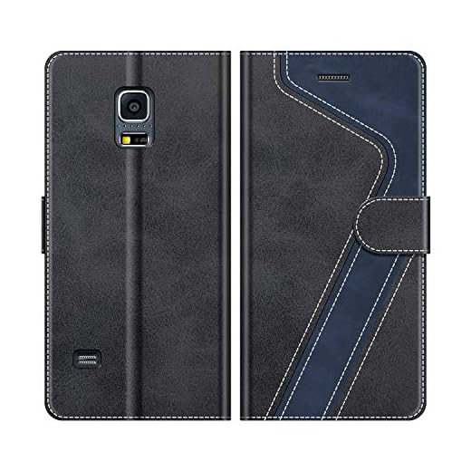 MOBESV fodral kompatibel med Samsung Galaxy S5 Mini, magnetiskt mobilfodral flip-fodral till Samsung Galaxy S5 Mini telefonfodral, Svart