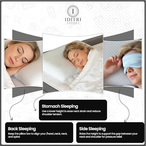 Image of Memory Foam Cervical Pillow Set of 2, 50x30x6 cm White Contour Support for Sleeping, Breathable Jacquard Outer Cover with Zipper, Orthopedic Bedding for Side Sleeper and Spine Alignment