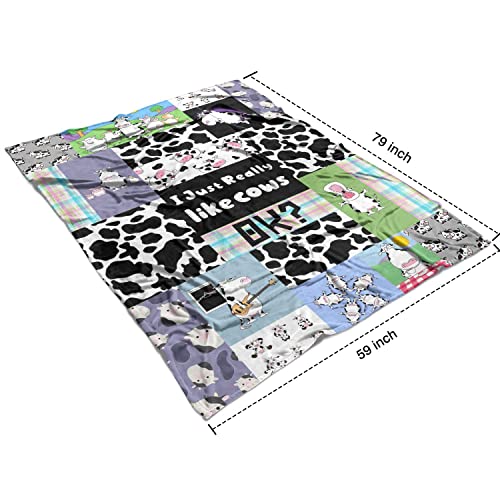 Cow Print Blanket Throw Blanket For Kids Warm Soft Micro Flannel Blanket For Bed/Sofa/Travel/Living Room Decor 60X80 Inch #TOP4