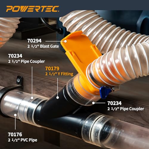 POWERTEC 2-1/2 Inch Y Fitting for 2 1/2 Inch Dust Collection Hose, 2 1/2 Inch Dust Collection Hose Connector Fittings for Dust Collection System, 1 pack (70179) by POWERTEC - Image 7