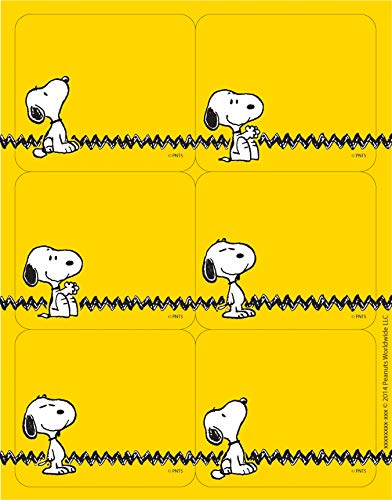 Eureka Etiquetas e etiquetas de nome da Snoopy amarelas, 56 peças