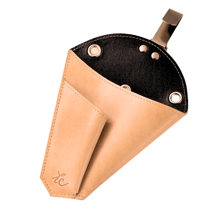 Florist Scissors Case for Sakagen Hand Creation F-170 & F-180 Japanese Genuine Leather Holster with Belt Clip Durable Protective Sheath for Floral Design & Gardening (Natural)