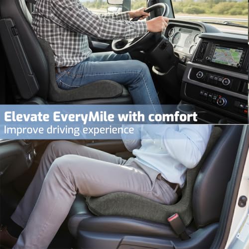 Image of Memory Foam Seat Cushion,Office Chair Cushion with Lumbar Support for Back Pressure Relief, Car Seat Cushion with Adjustable Strap,Sciatica Pad Cushions for Car,Truck, Desk (Black)