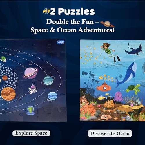Image of I Am A Pro | 2 Floor Puzzles: Solar System & Sea World-96 Pieces | Jigsaw Puzzle for Kids 3+ | Fun Scavenger Hunt Game | Solar System Puzzle Games for Adults | Educational Toys for 3 Year Old