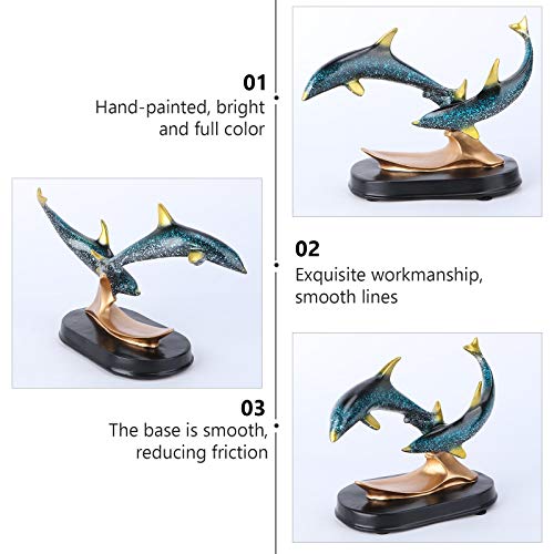 Garneck Dolphin Decor Dolphin Figurine Resin Sea Animal Statue Art Animal Sculpture Ocean Sea Life Coastal Nautical Tabletop Centerpiece Decoration Dolphins Gifts For Women #TOP3