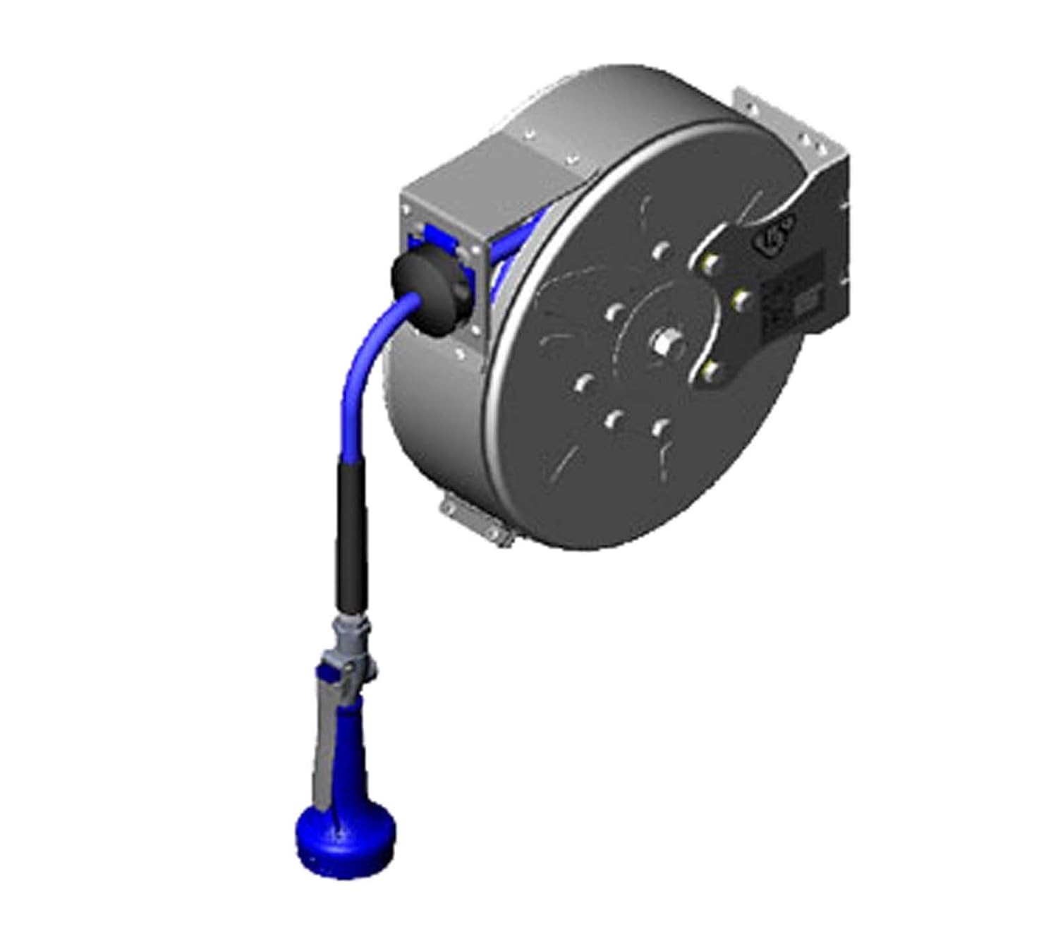T&S Brass B-7222-C08H Hose Reel, Closed, Epoxy Coated Steel, Hi-Flow Spray Valve, 30', 3/8"