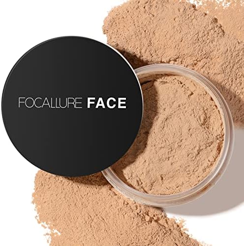 FOCALLURE Oil Control Loose Face Powder, Translucent Loose Setting Powder, Shine-Free Matte Finishing Powder, Long-lasting & Lightweight Sets Foundation Makeup, Includes Velour Powder Puff, Wheat