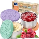 Everusely - Contenitore per condimenti - Set da 3, 50 ml, Bright - Contenitore per condimenti per insalata a tenuta stagna - Contenitori per salse piccoli in acciaio inossidabile con coperchi