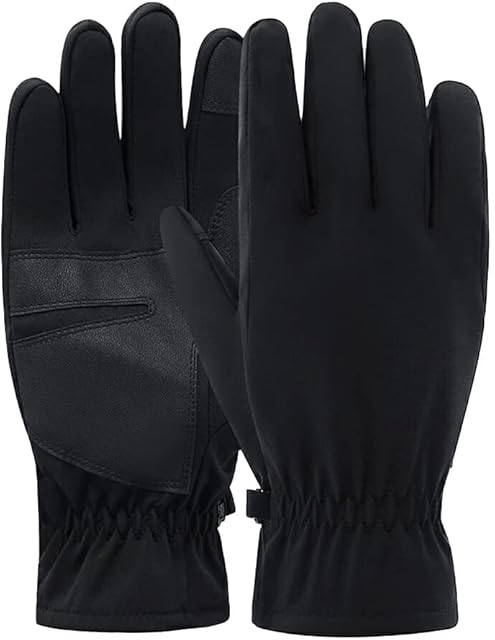Weilifang 1 Pair Cycling Thermal Gloves Waterproof Touch Screen Motorcycle Mittens, Black