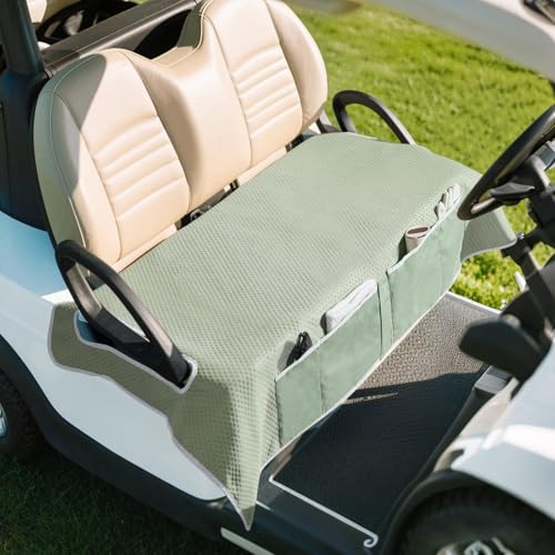 MoKo Golf Cart Seat Covers Universal Golf Cart Seat Towel Blanket for EZGO Yamaha Club Car and More 2-Seat Carts with 4 Front Pockets Universal Golf Accessories Non-Slip Easy to Clean Green