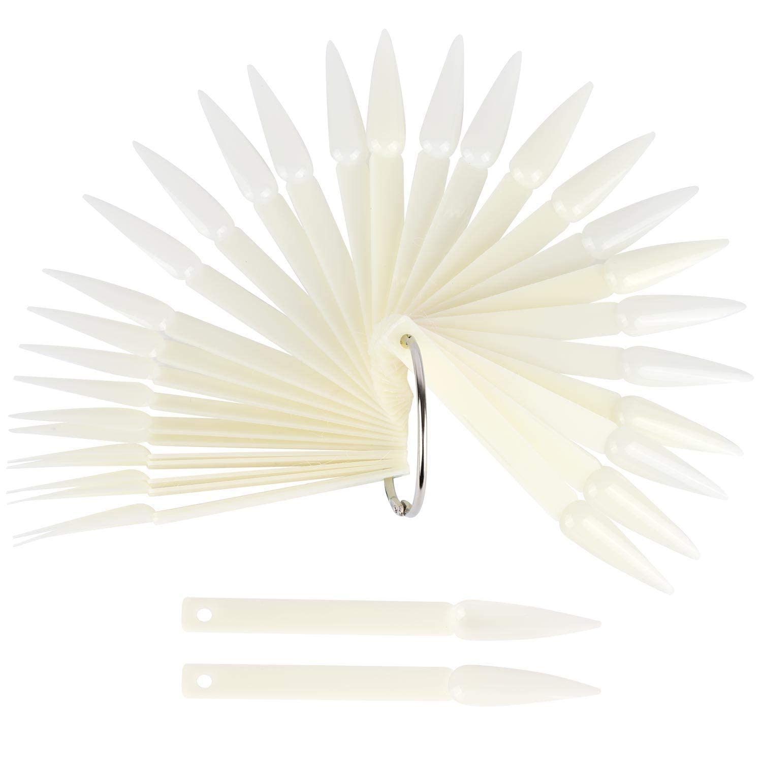 D.B.Z.® Nail Display Sticks Transparent Stiletto Tips Nail Art Display Chart Fan Board Acrylic False Tips Practice Tool Nail Polish Sample Color Showcase With Ring (50 pcs - Clear)-image-17