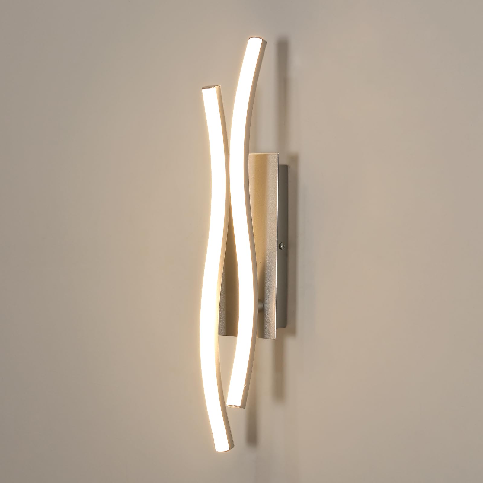 Comely Led Wall Light Indoor, 14W 1575LM Modern Wall Lights, Aluminum Lighting Wall Lamp for Living Room, Bedroom, Staircase, Warm Light 3000k, Silver, 41cm