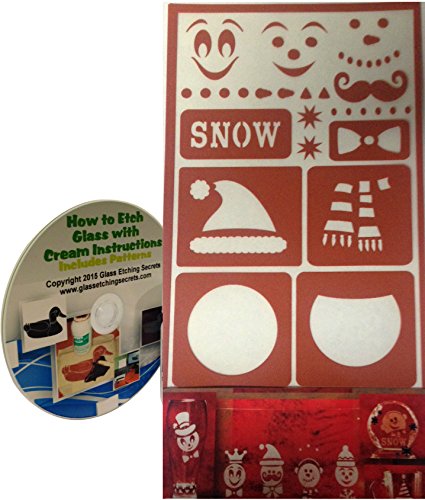 Build a Snowman Stencils for Glass Etching or Painting + How to Etch Ebook on CD