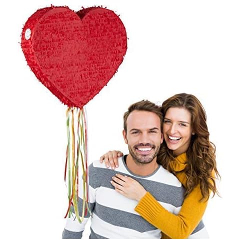 Relaxdays corazón para Colgar para niños y Adultos, autorelleno, Boda, Compromiso, San Valentín, Pinata, Rojo Piñata Decoración Cover